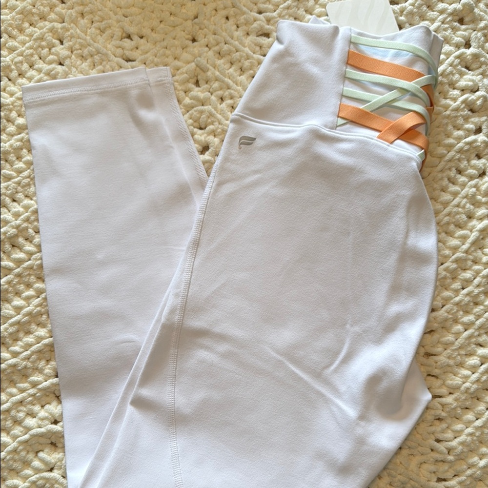 White Leggings with Pastel Straps